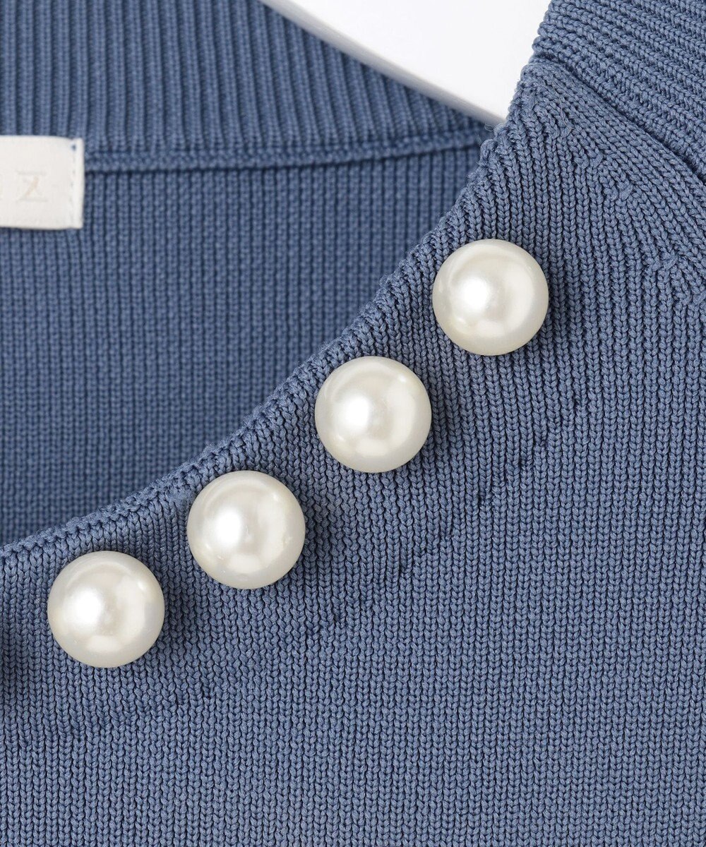 自由区 S 【洗える】パールディティールプルオーバー ニット 