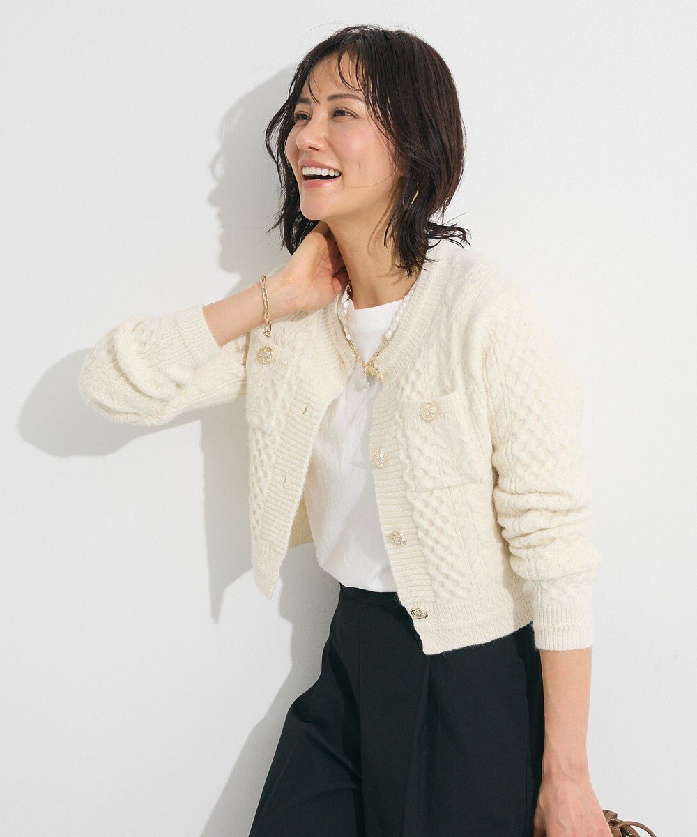 Green Parks ・ｓｗｉｎｇ　ｂｙ　ケーブルニットカーディガン 