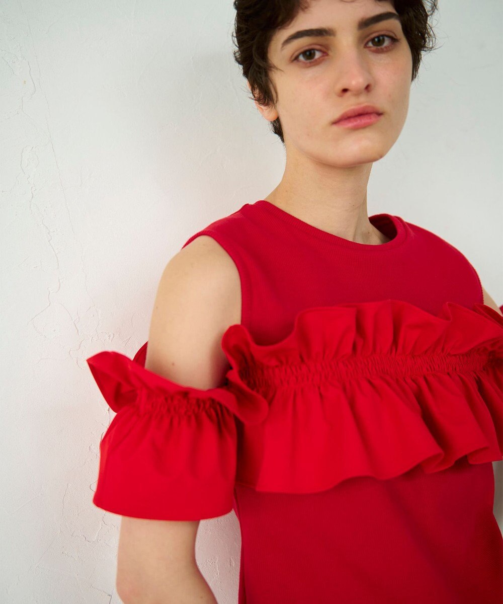 GRACE CONTINENTAL フリルリブカットトップ 