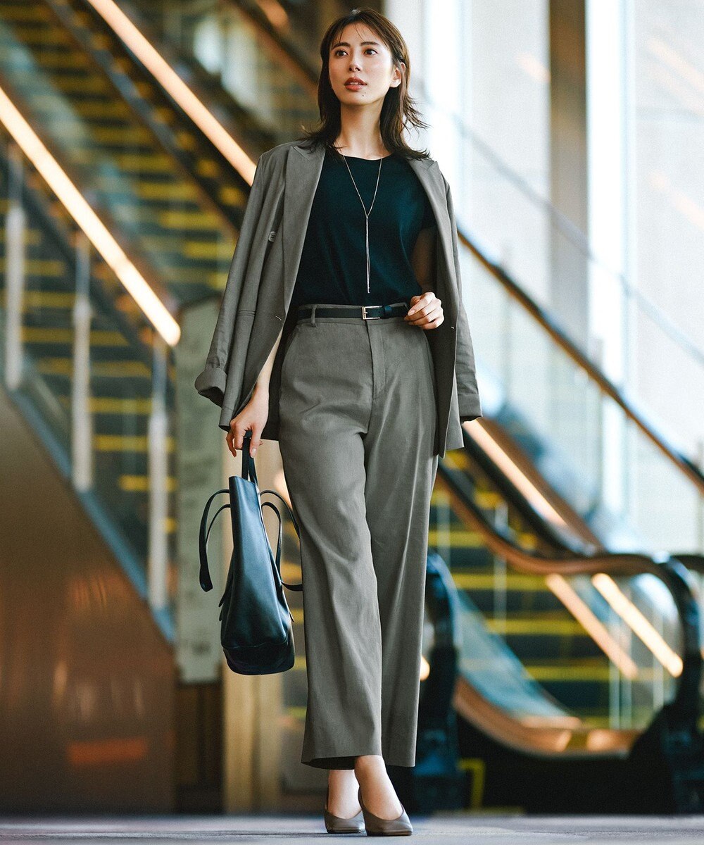 23区 L 【CLASSY.6月号掲載/洗える】リネンレーヨンストレッチ ワイドパンツ 