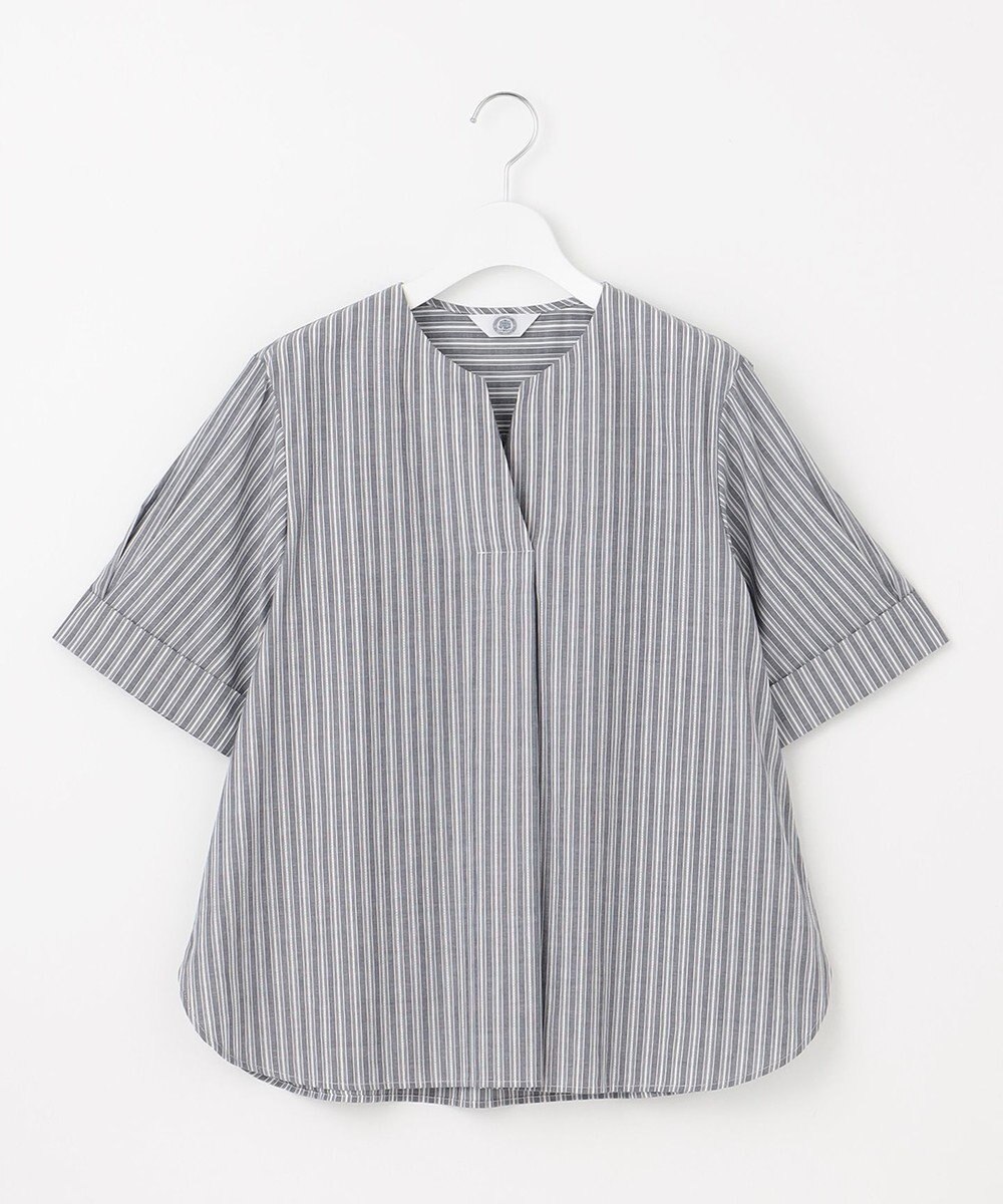 J.PRESS LADIES 【洗える】BEZ 空羽ストライプ クルーネック ブラウス 