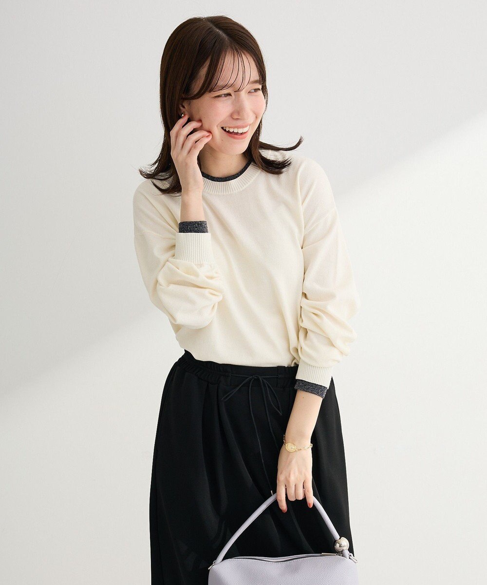 Green Parks アンチピリングレイヤード風ニットプルオーバー 