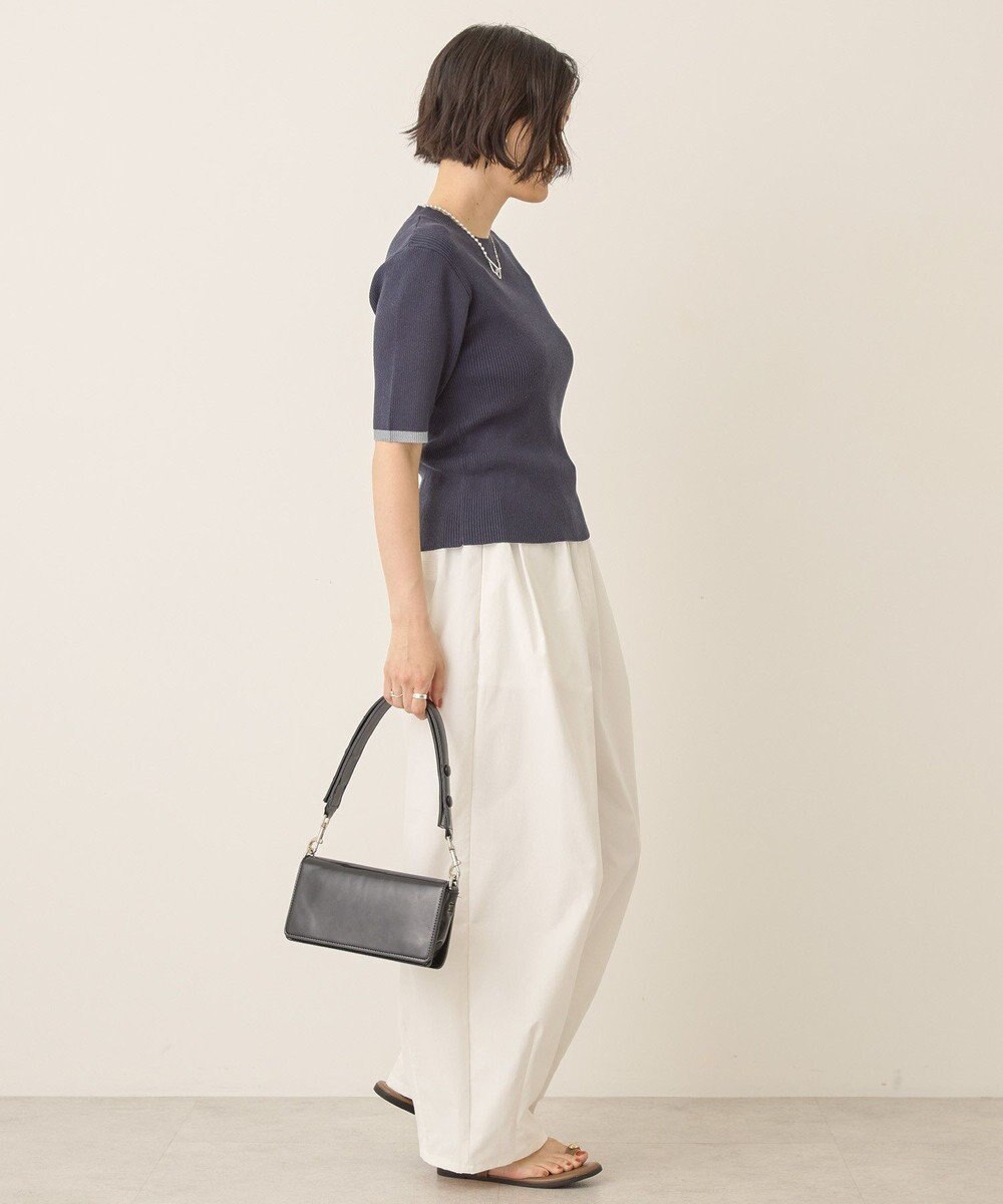 AMERICAN HOLIC 袖口バイカラー半袖ニットプルオーバー 