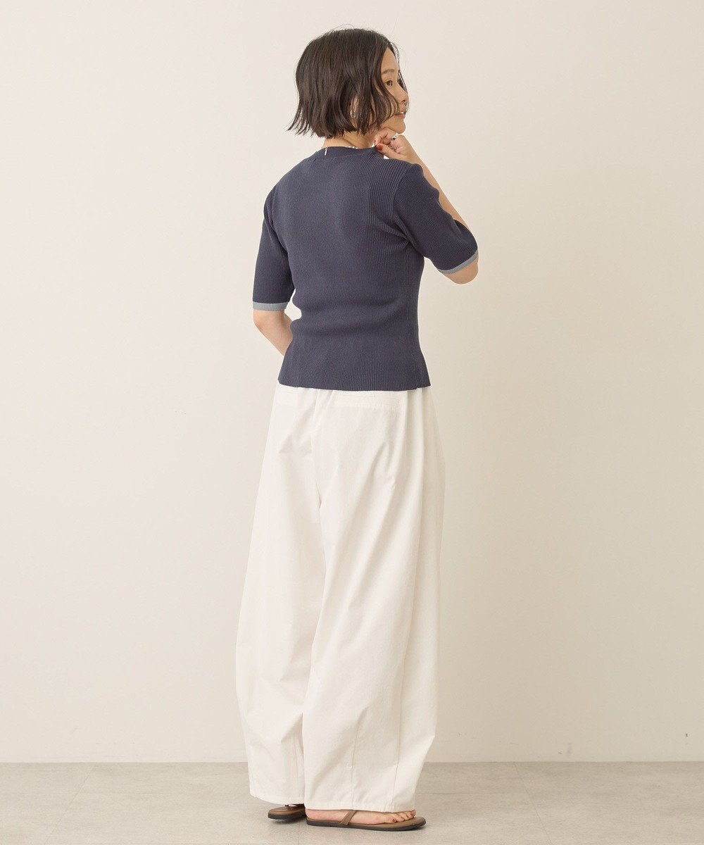 AMERICAN HOLIC 袖口バイカラー半袖ニットプルオーバー 