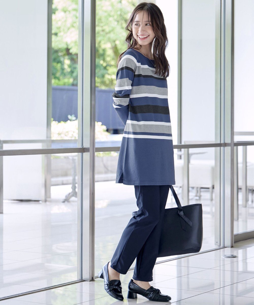 Tiaclasse L 【洗える】マルチボーダーニットチュニック 