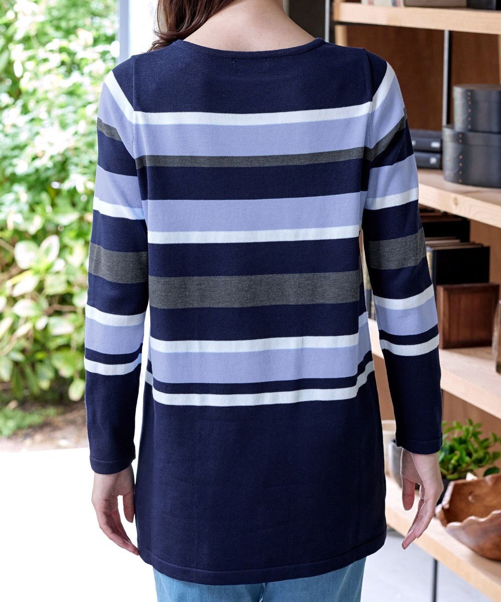 Tiaclasse L 【洗える】マルチボーダーニットチュニック 