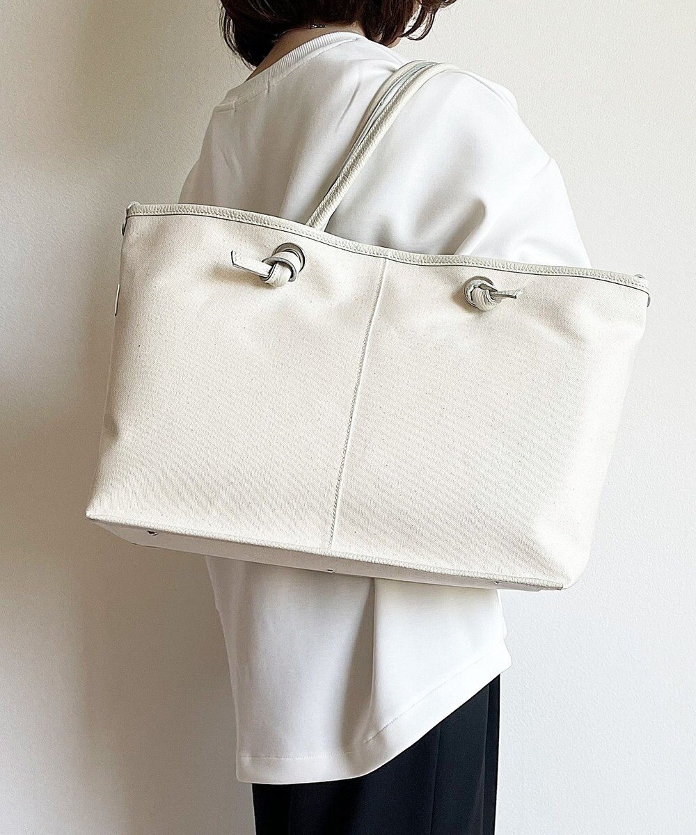 Hekhèr Le Style de Vie 【日本製 / A4サイズ対応/2WAY】コットンキャンバス×シュリンクレザー ノットトートバッグ large 