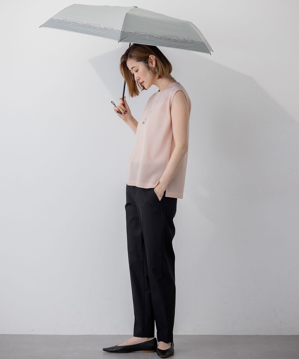 23区 【晴雨兼用/UVカット】ボーダーチェーン柄 折り畳み傘 