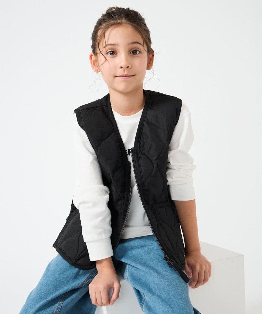 UNFILO 【120-150cm】TAION ミリタリーZIP Vネックダウンベスト(UNISEX) 