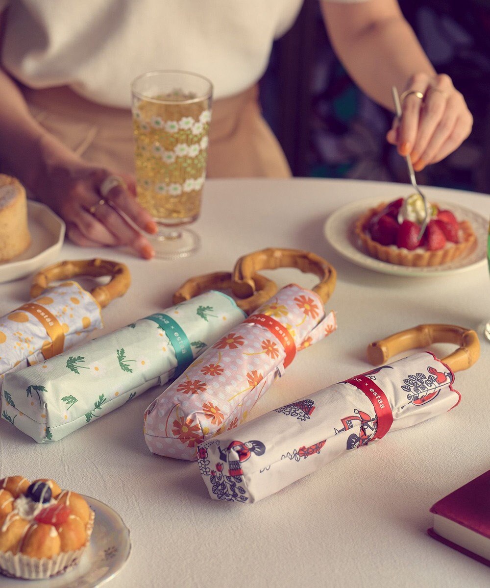 MOONBAT アデリアレトロ×estaa 晴雨兼用日傘 折りたたみ傘 おとぎ話 UV 一級遮光 