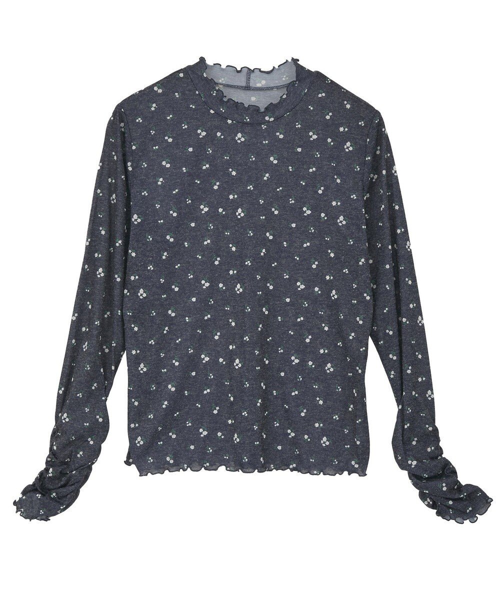 earth music&ecology ハイネックフラワーメロープルオーバー 