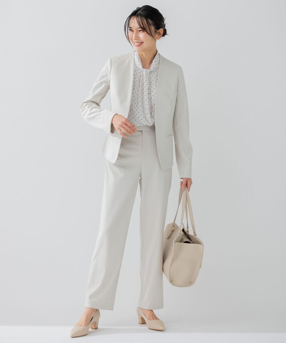 23区 L 【洗える】トライアングルプリント ネックデザイン ブラウス 