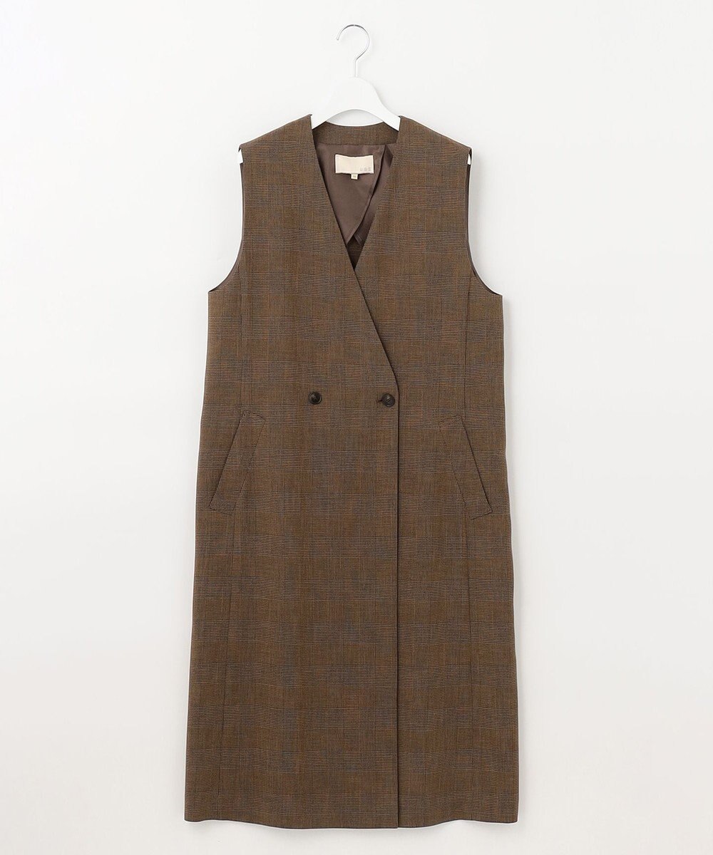 自由区 【洗える】グレンチェック ロングジレ 