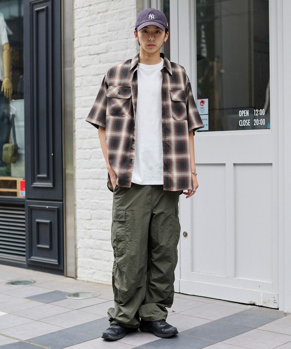 WEGO 【ウエストゴム/MLサイズ展開】ナイロンイージーカーゴパンツ 