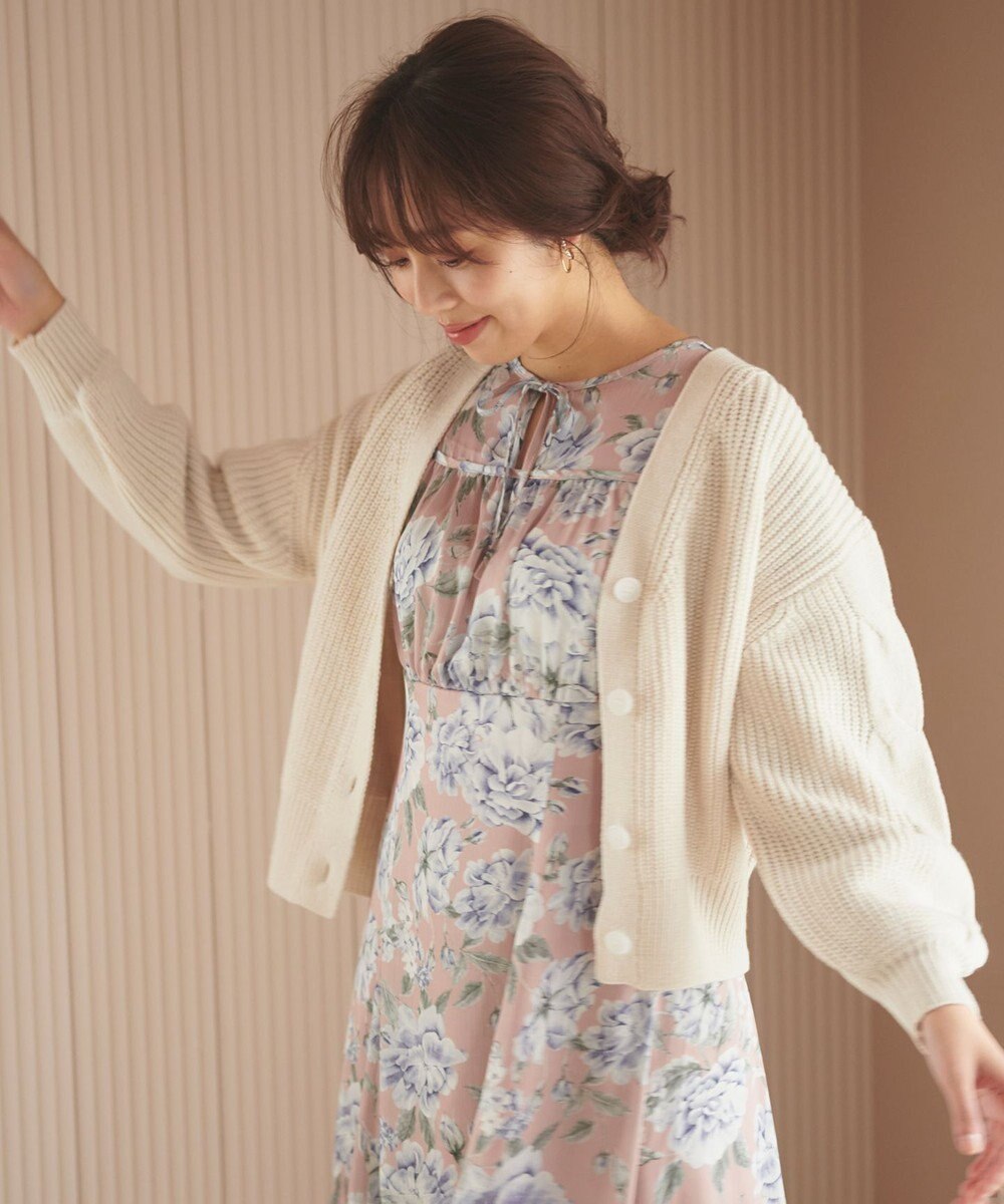 Feroux 【洗える】サイドケーブルバルキー カーディガン 