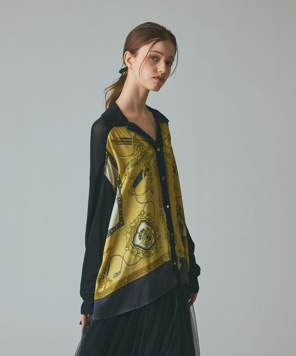 GRACE CONTINENTAL スカーフコンビカーディガン 