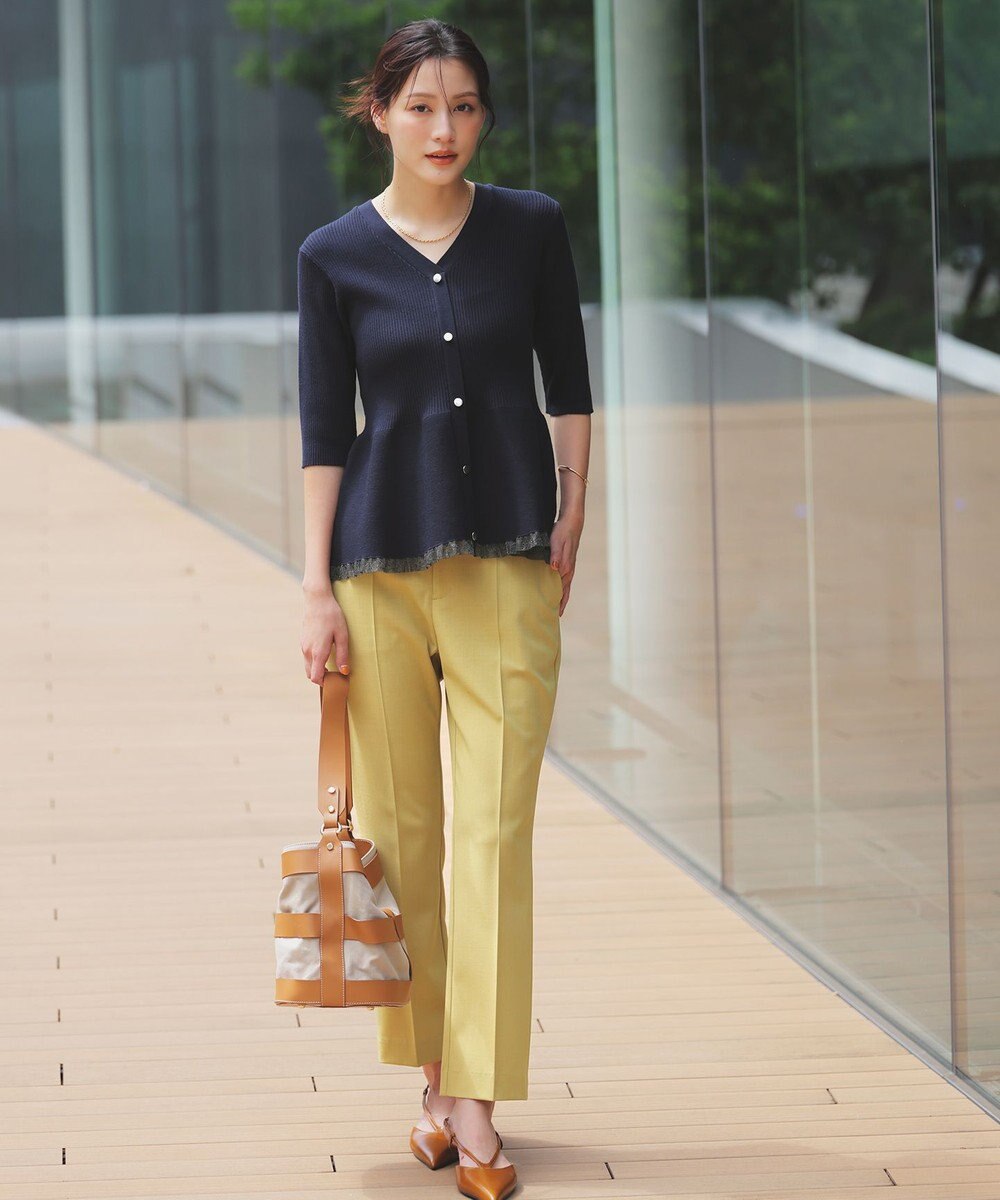 ANY SIS S シアーフリルペプラム ニット 