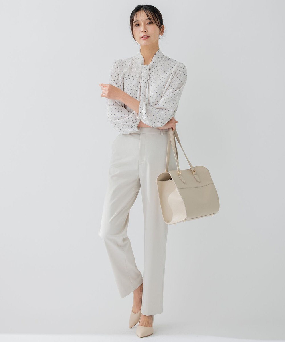 23区 L 【洗える】トライアングルプリント ネックデザイン ブラウス 