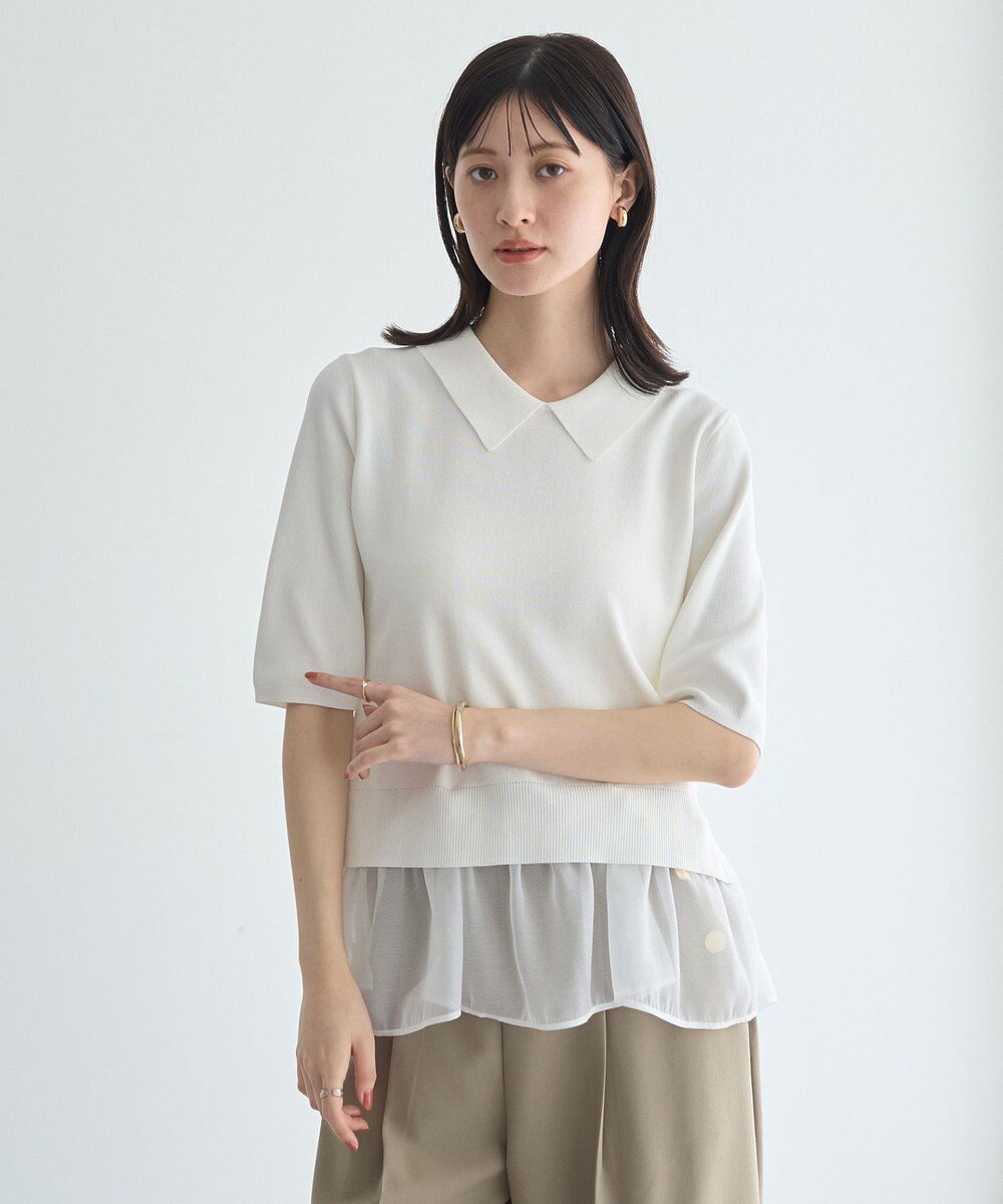 YECCA VECCA 2way襟付きフリルレイヤードニット 