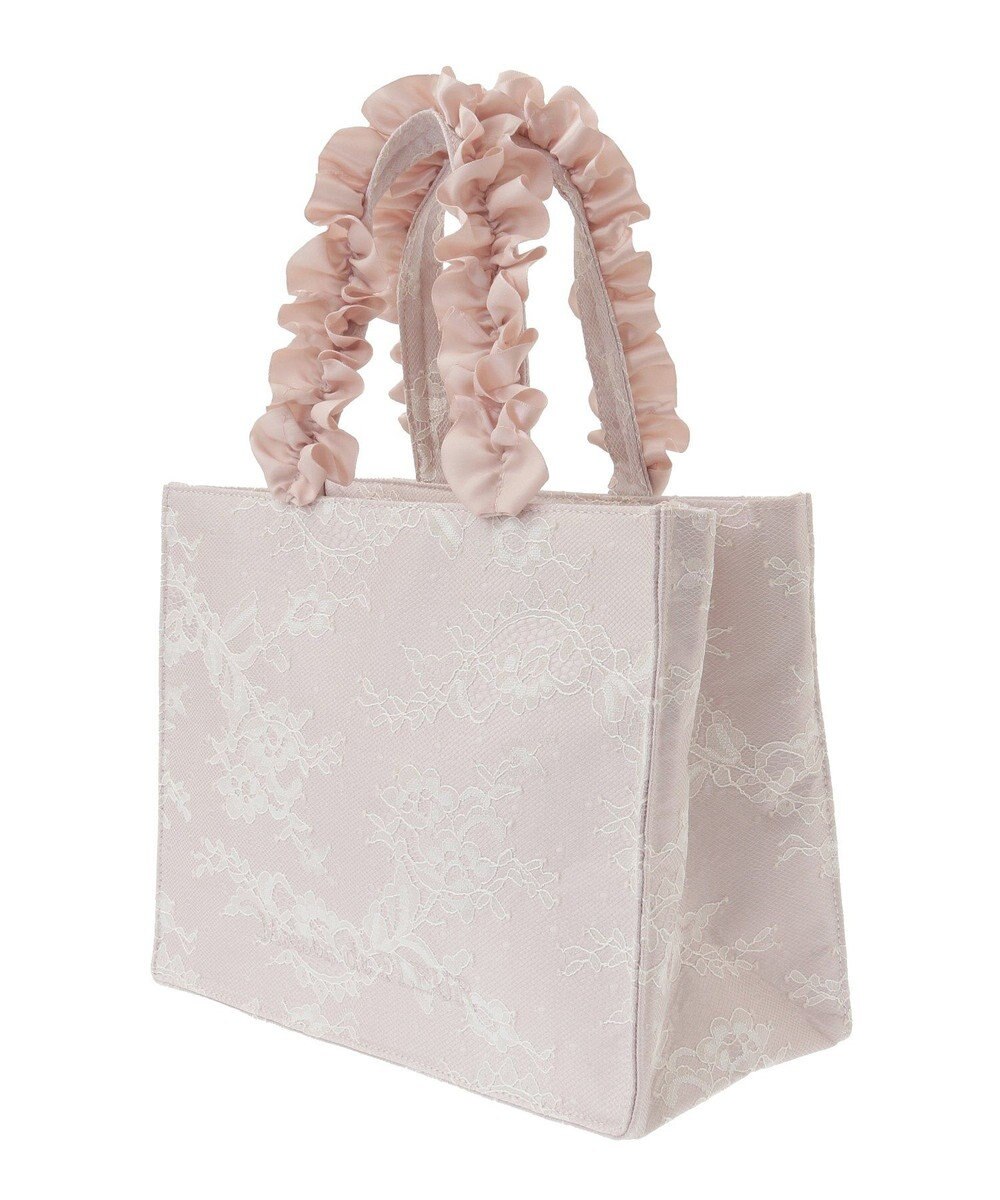 Maison de FLEUR レースフリルハンドルスクエアトートSバッグ 