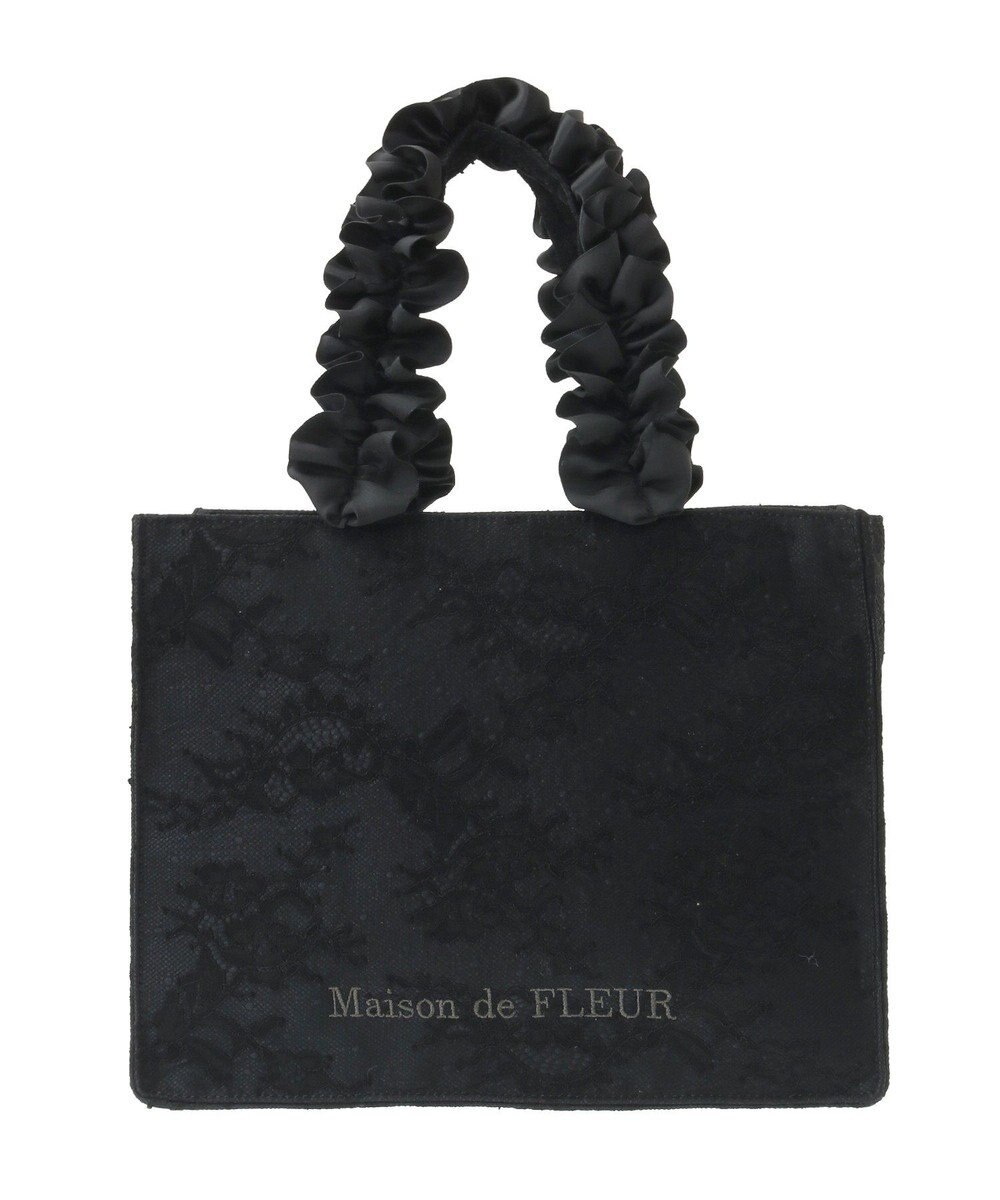 Maison de FLEUR レースフリルハンドルスクエアトートSバッグ 