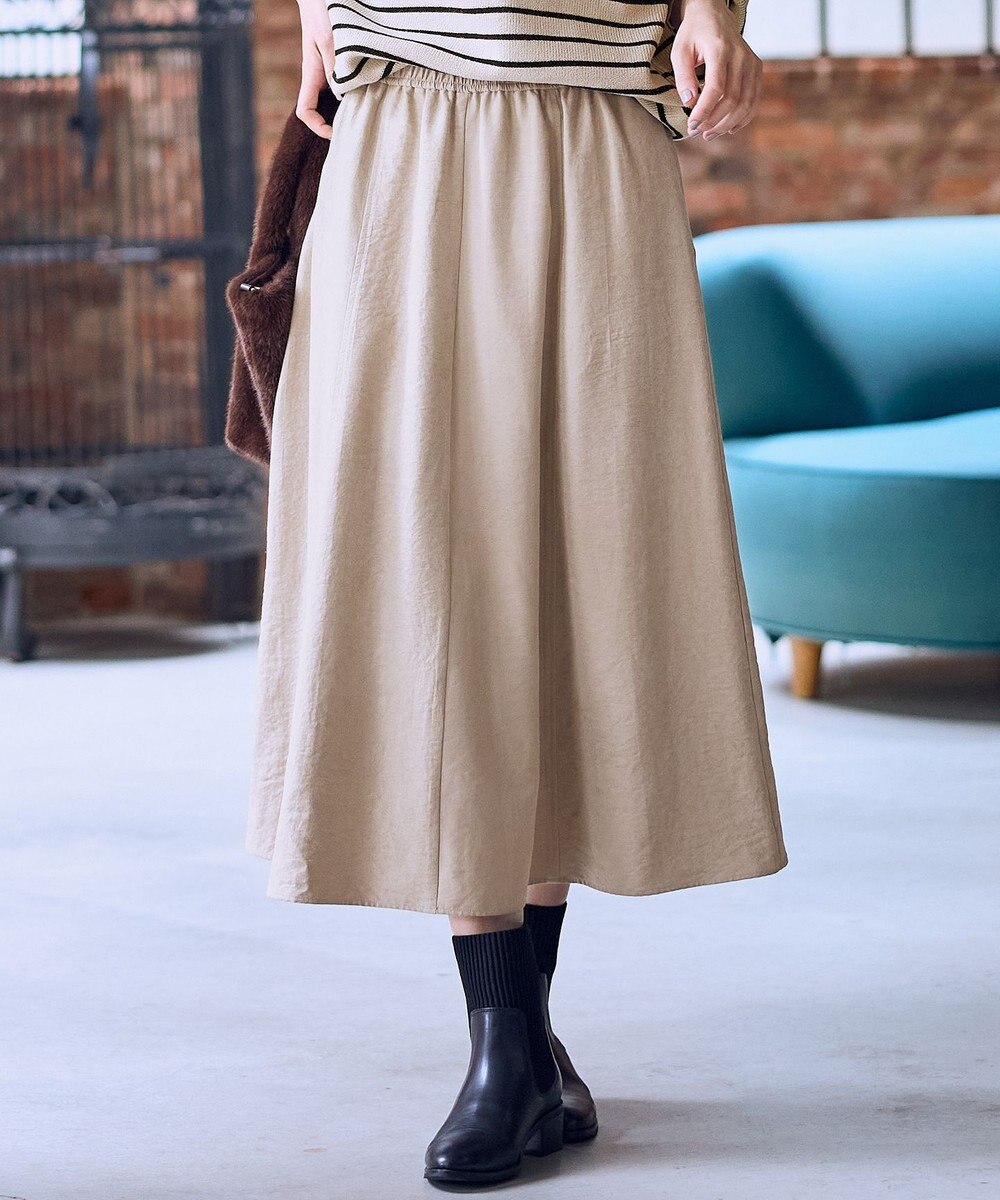 ANY 【ウエストゴム】スエードフレアスカート 