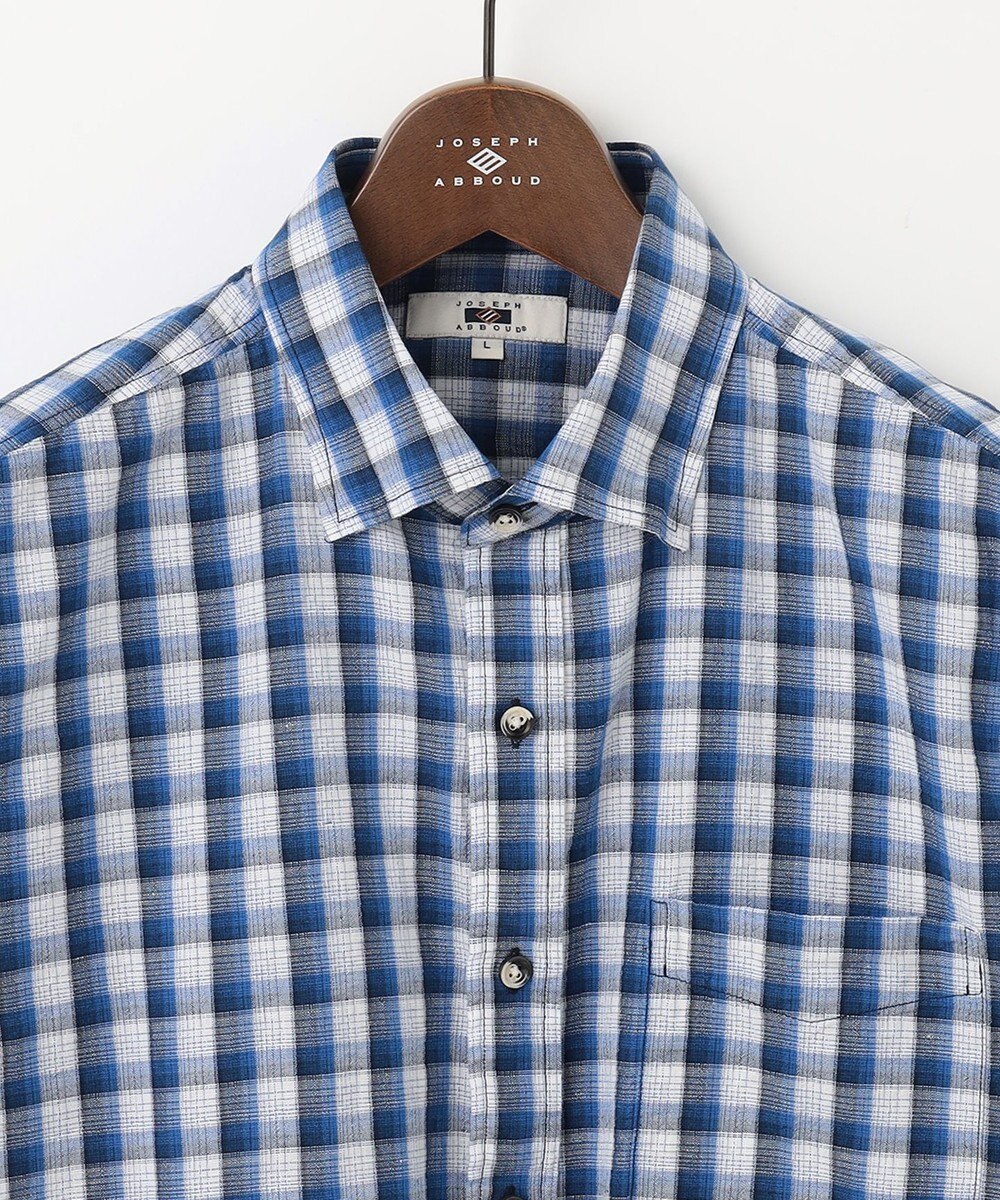 JOSEPH ABBOUD 【サスティナブル】リヨセルリネンチェック 半袖シャツ 