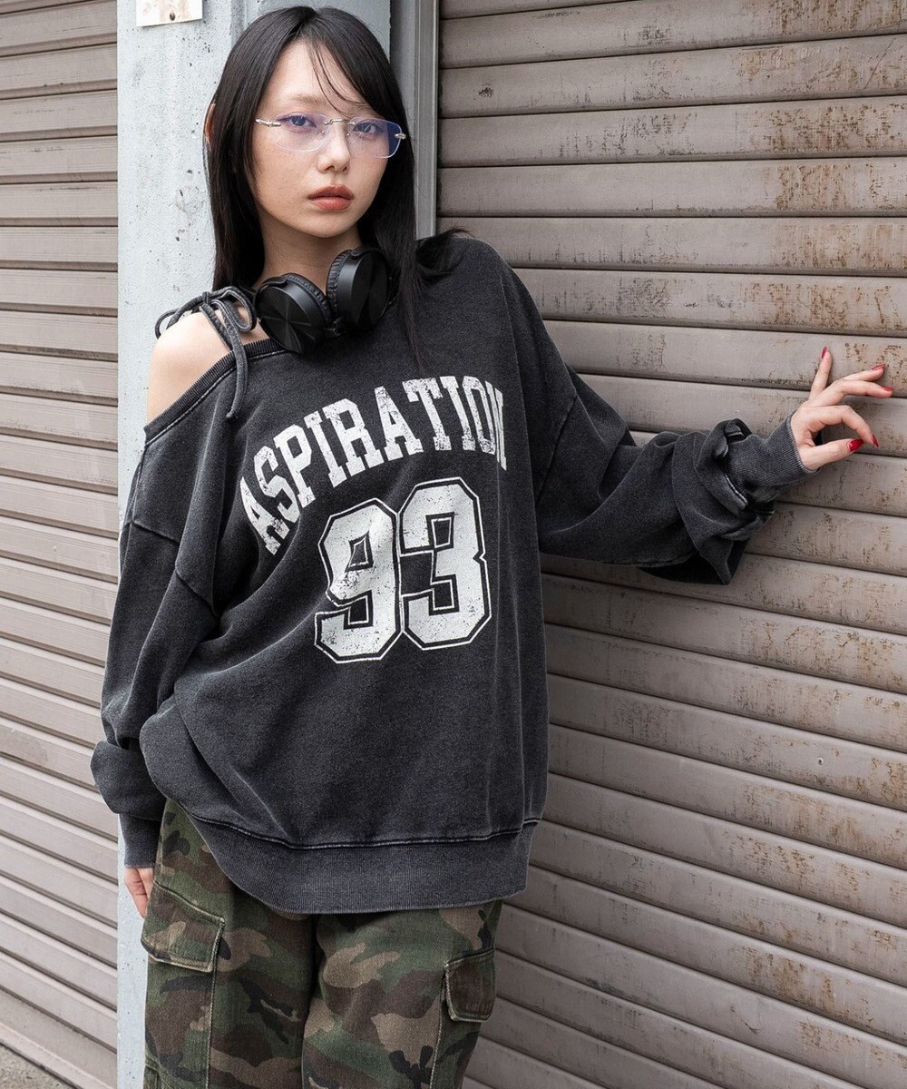 WEGO 【25年秋冬新作】2WAYグラフィックワンショルBIGスウェット 