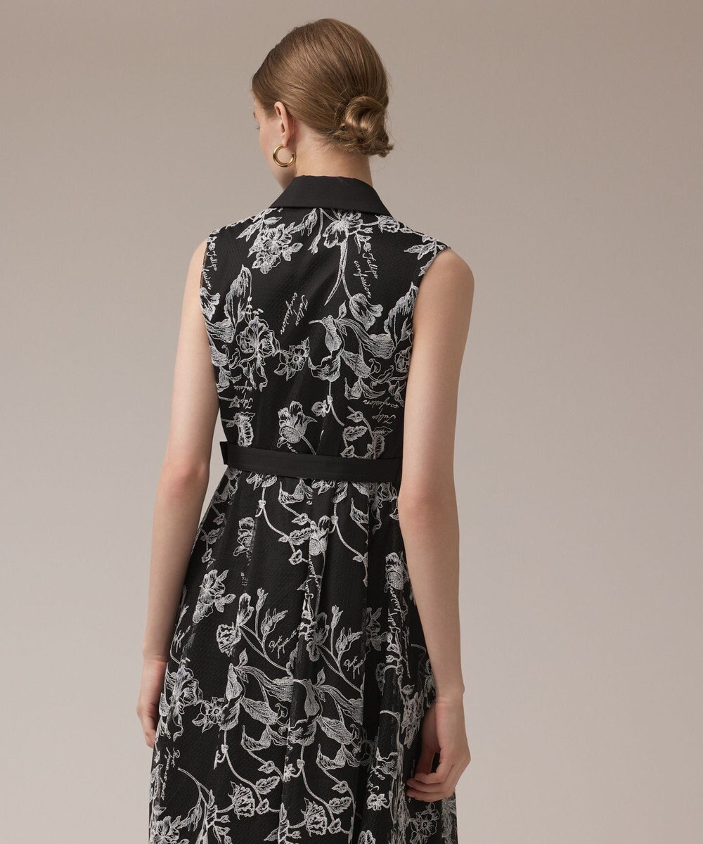 GRACE CONTINENTAL フラワー刺繍ボウタイドレス 