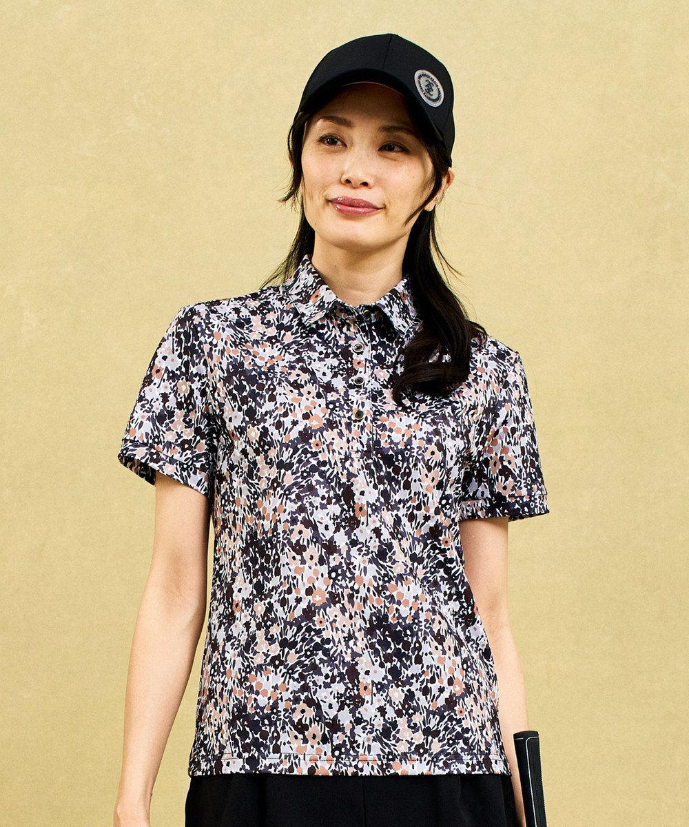 23区GOLF 【WOMEN】総柄フラワープリント ポロシャツ 