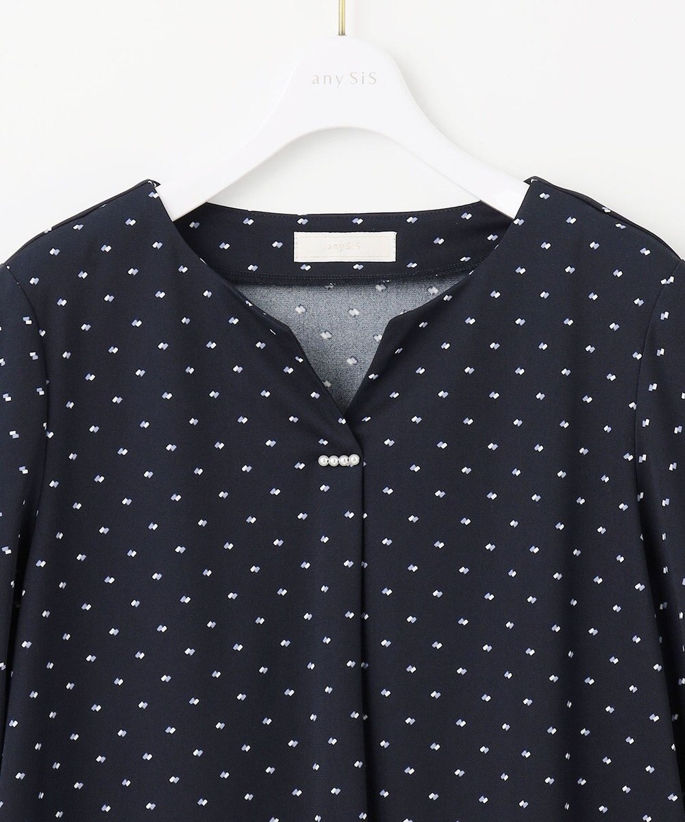 ANY SIS 【接触冷感・吸水速乾・UVケア】エアリードレープスムース 七分袖 ブラウス 