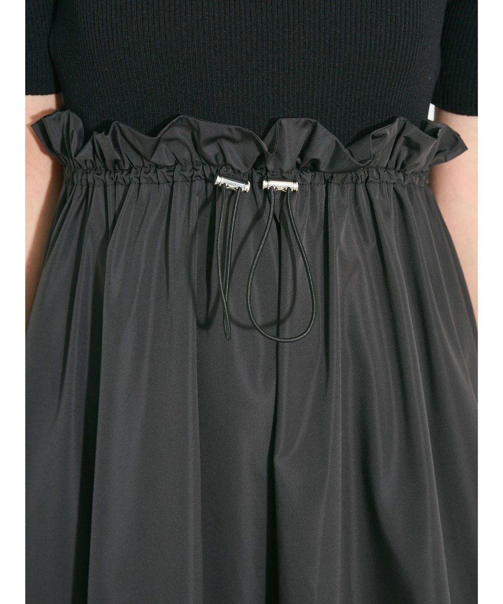 Green Parks ランタン型ニットドッキングタフタワンピース 