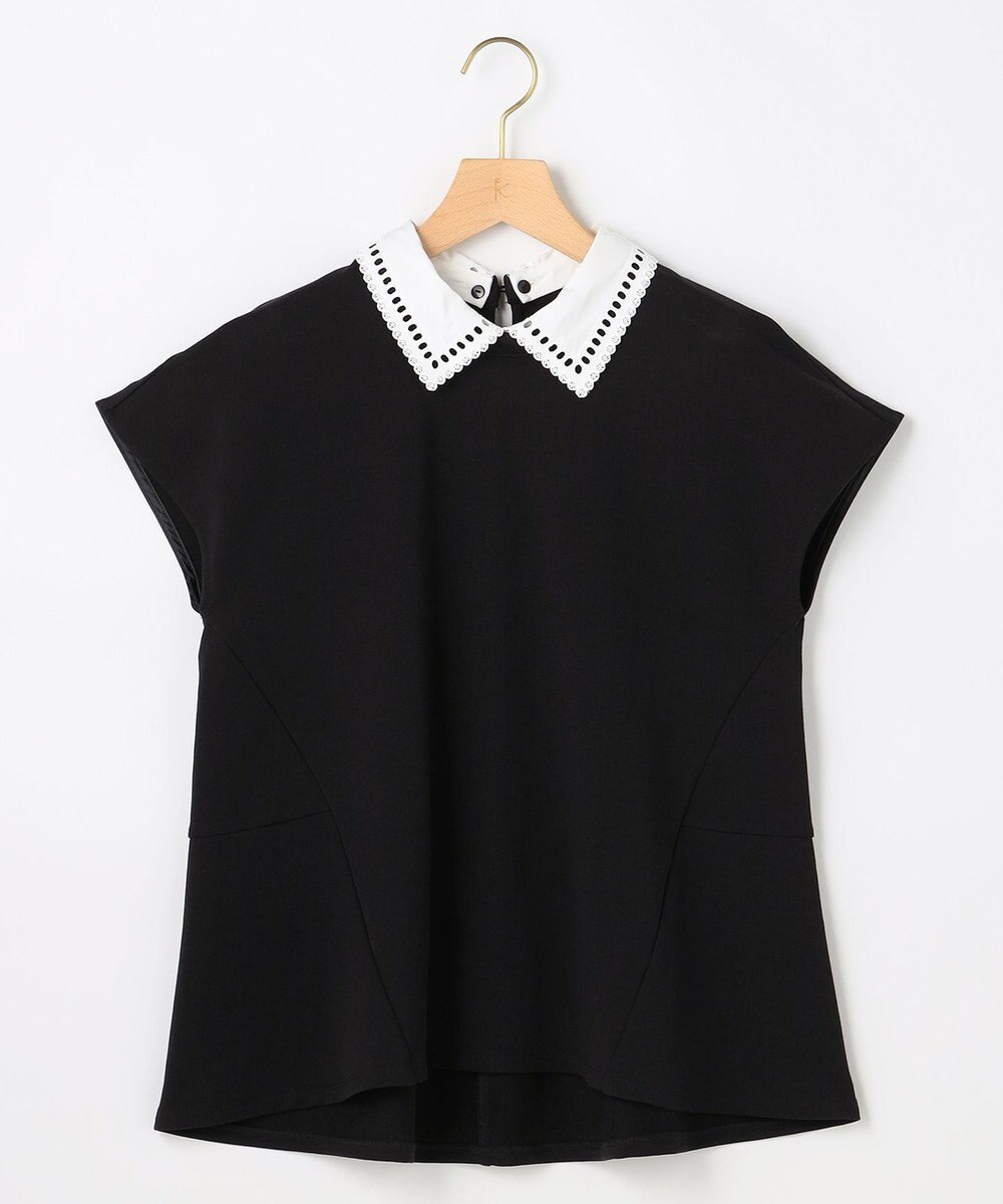 組曲 【先行予約】フレンチテリー 刺繍襟 ペプラムカットソー 