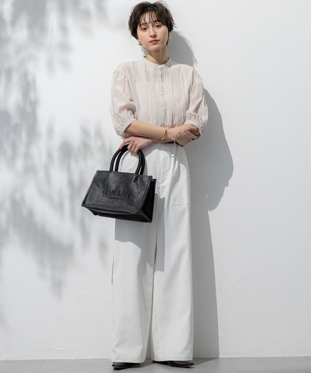 23区 L 【接触冷感/速乾性/洗える】エアリーブライトローン タック ブラウス 