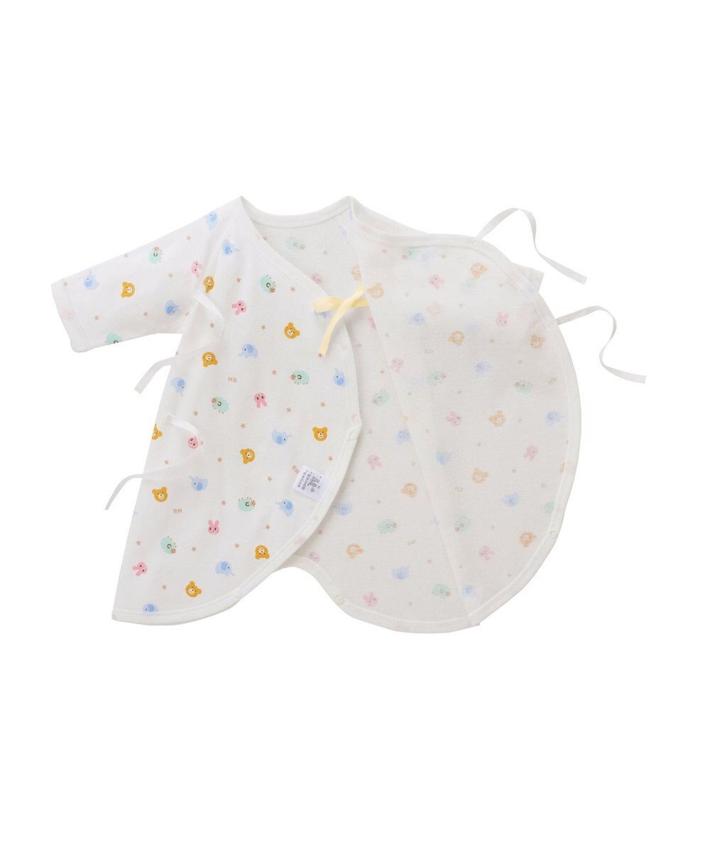 MIKI HOUSE HOT BISCUITS 【50-60cm】 フライス素材の総柄コンビ肌着 