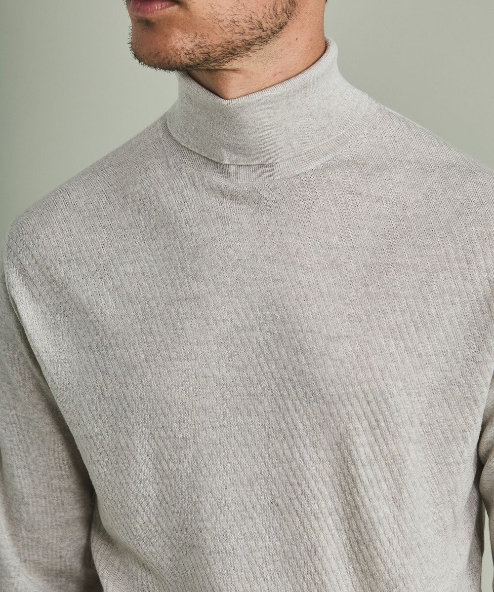 GOTAIRIKU 【家庭洗濯可能】イタリア糸 ハイゲージ タートルニット_リンクス柄 