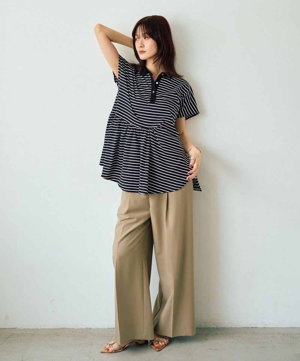 YECCA VECCA アシメボーダーポロシャツ 