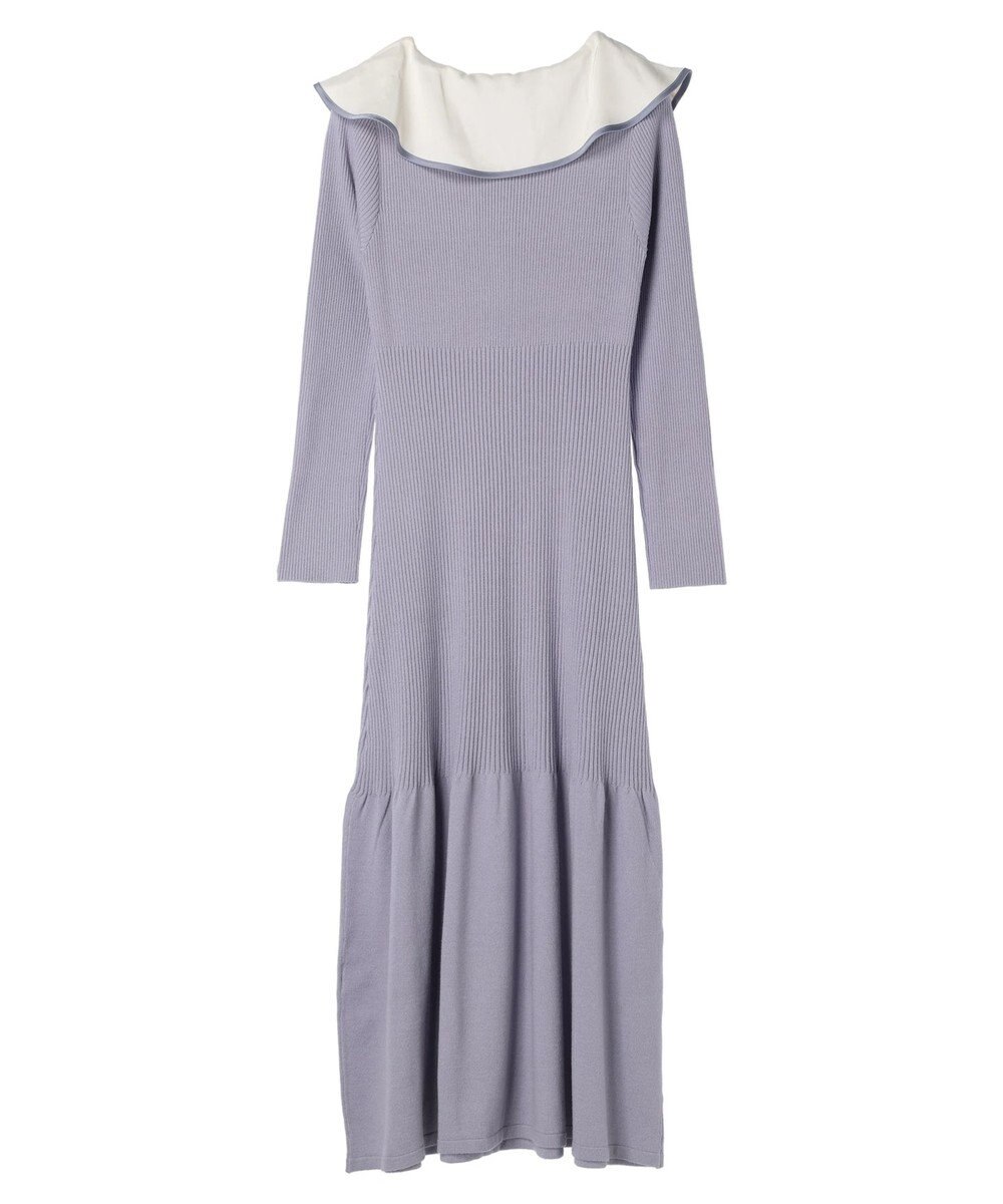 earth music&ecology パイピングフレアカラーニットワンピース 