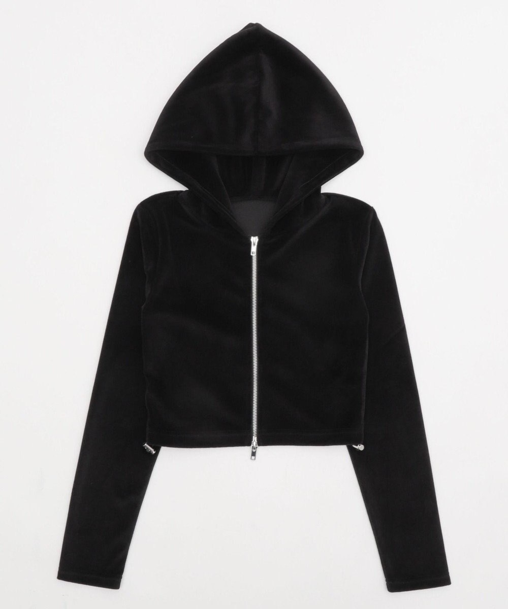 WEGO ベロアショートZIPパーカー 