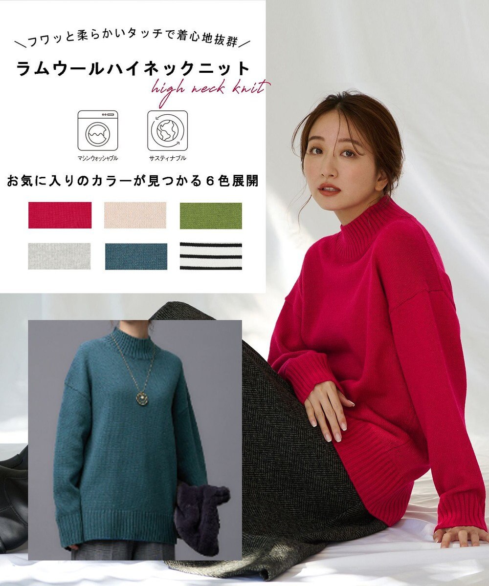 ANY 【6色展開】ラムウールハイネックニット 