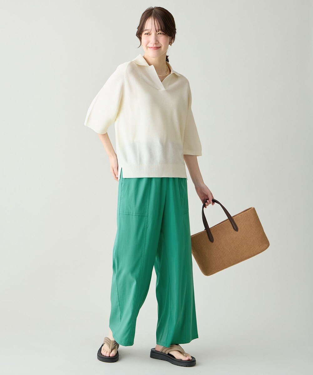 ANY L アクリルガーターポロ衿ニット 