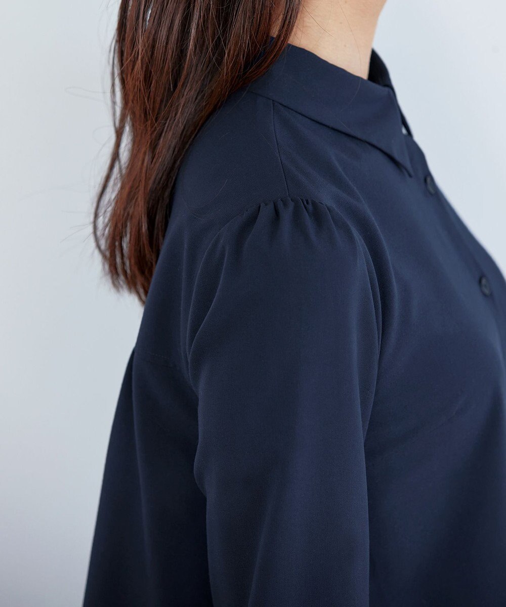 Tiaclasse 【洗える】フレアシャツチュニックブラウス 