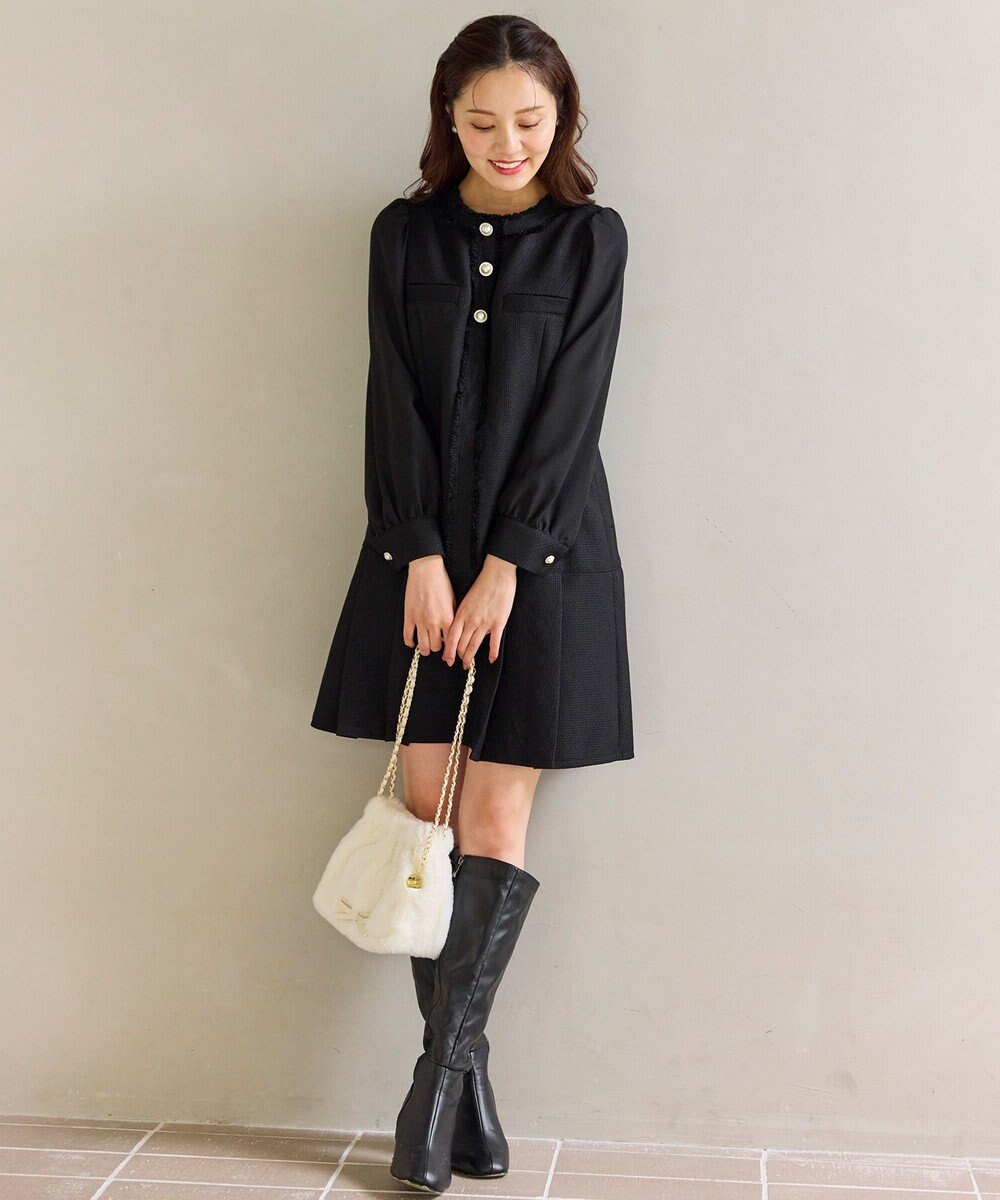 Feroux ツイードミディ ワンピース 