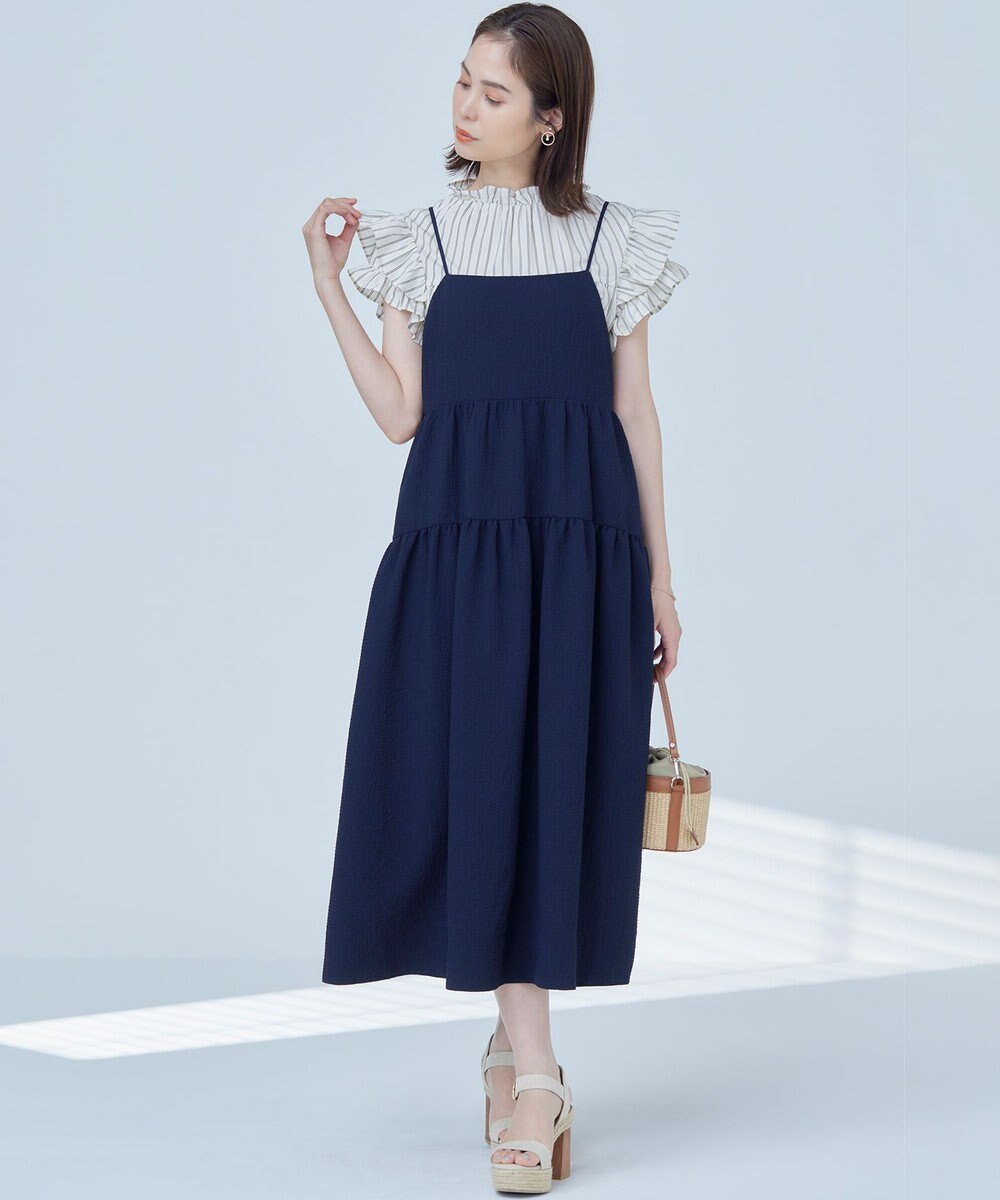 組曲 【WEB限定】クレープストレッチ ティアードキャミワンピース 