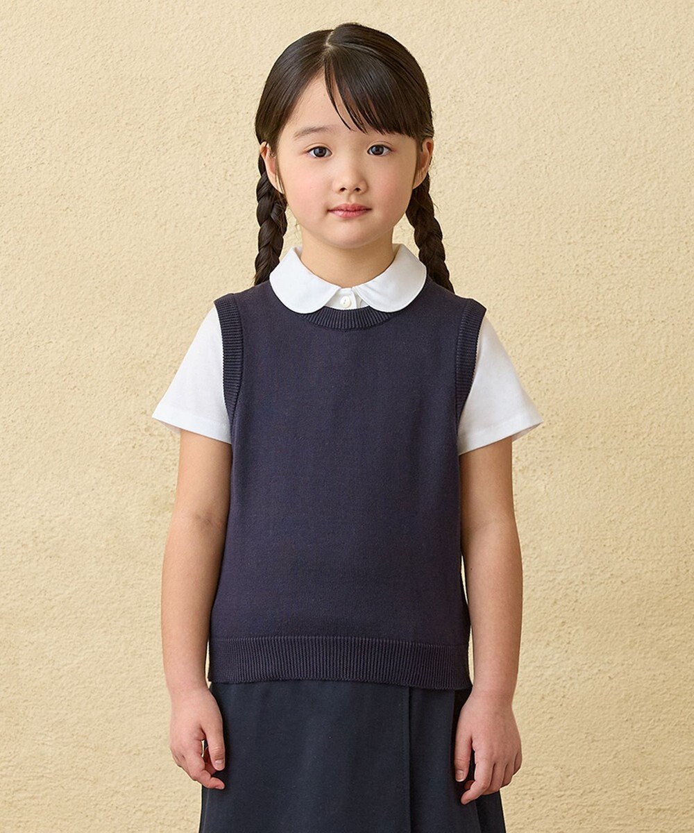 MIKI HOUSE HOT BISCUITS 【90-140cm】綿ニットクルーネックベスト(女の子用) 