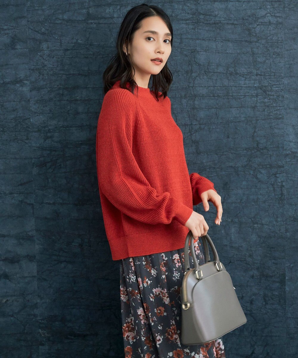 自由区 【洗える】コットンウールミドルゲージプルオーバー ニット 