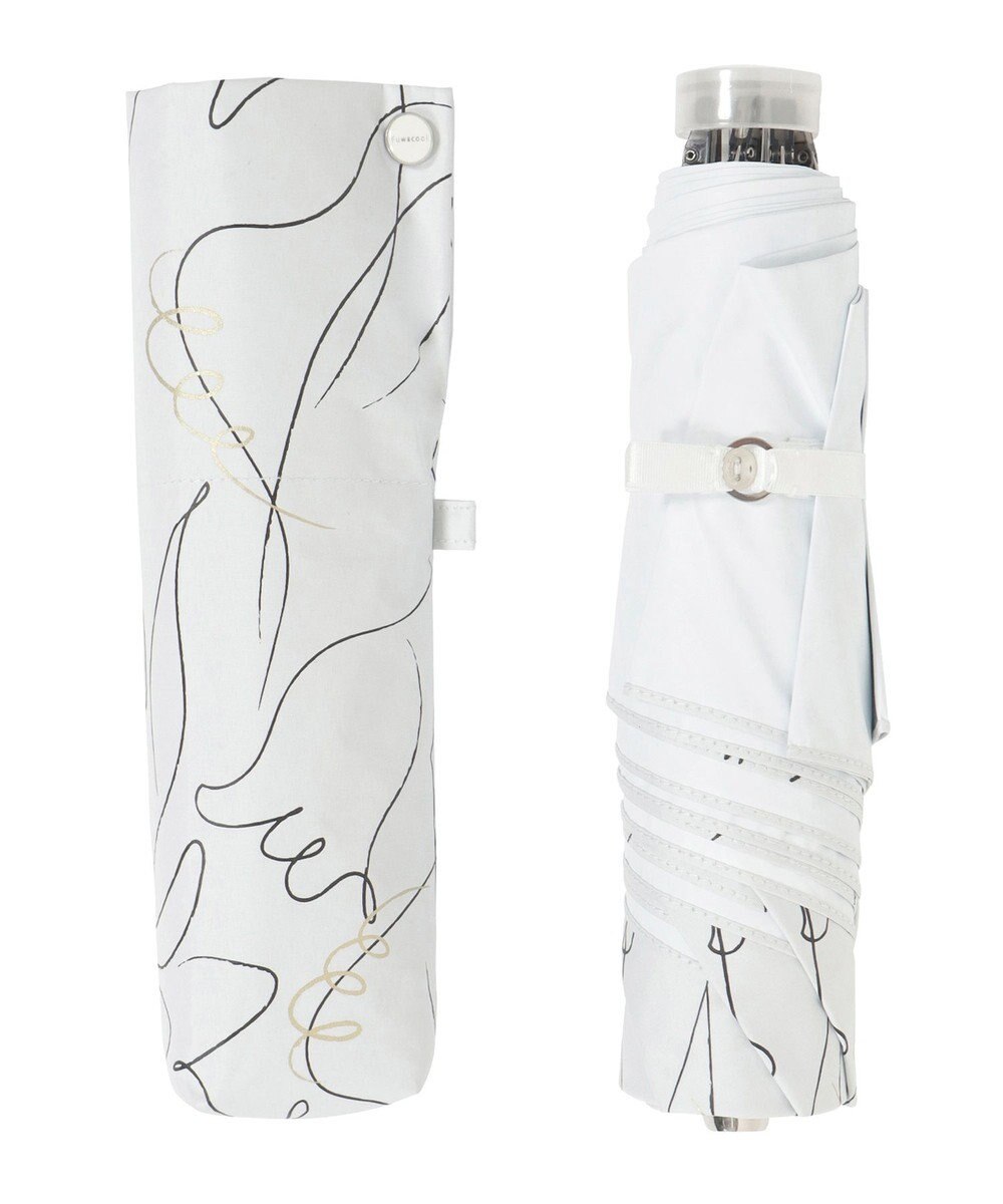 MOONBAT 【晴雨兼用/ 一級遮光/UV99％】フワクール (Fuwacool) 折りたたみ日傘 フワクールホワイト ラインフラワー 軽量 