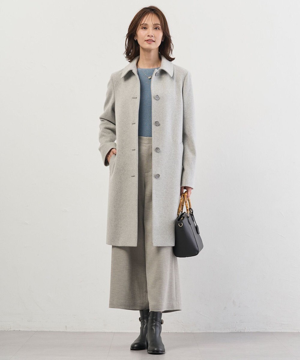 J.PRESS LADIES S ショートビーバー ロング丈 ステンカラー コート 