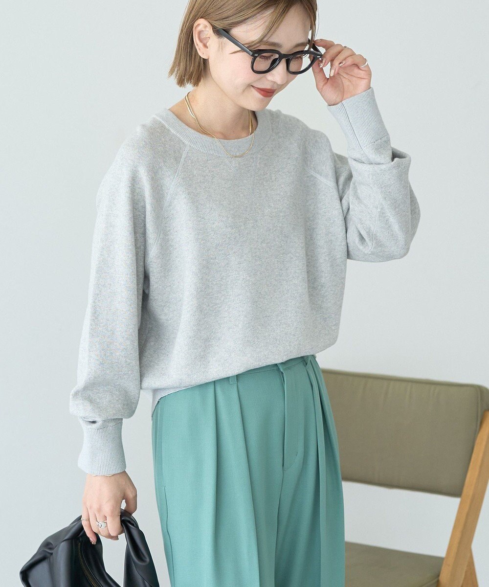 AMERICAN HOLIC ソフトコットンスウェットライクニットトップス 