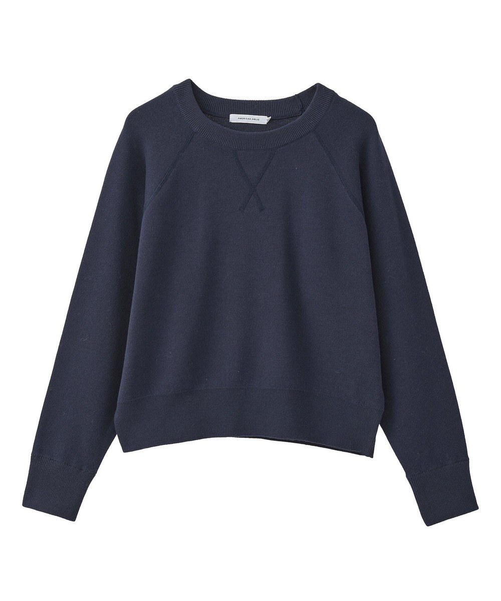 AMERICAN HOLIC ソフトコットンスウェットライクニットトップス 